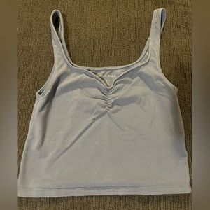 cropped blue tank top